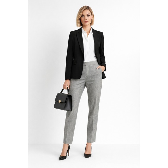 Rag & Bone Winnie Wool Blend Flannel Straight Leg Gray Pants Size 2